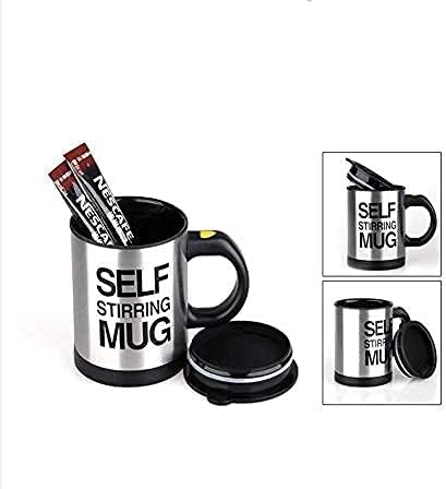 Self-stirring coffee mug with lid